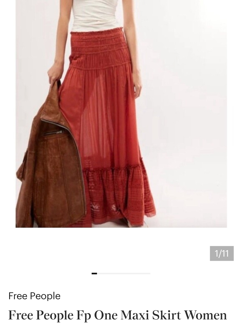 Free People Maxi Skirt in Rust